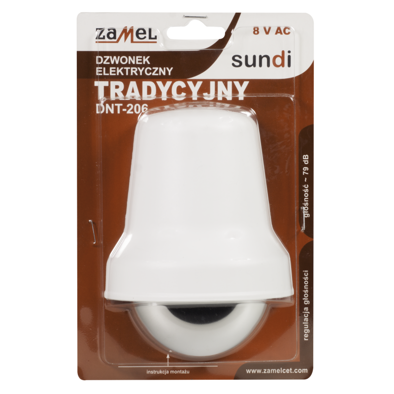 DZWONEK TRADYCYJNY 8V BIAŁY TYP: DNT-206-BIA, SUN10000056, ZAMEL SUN10000056/ZAM 5903669008064