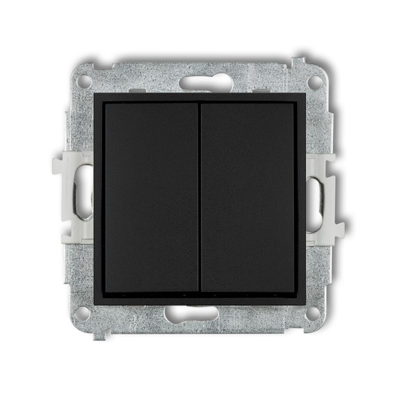 ICON Mechanizm łącznika zwiernego, świecznikowego (dwa klawisze bez piktogramów, wspólne zasilanie) czarny mat podtynkowy 12IWP-44.1/KRL 5903672020145 KARLIK ELEKTROTECHN