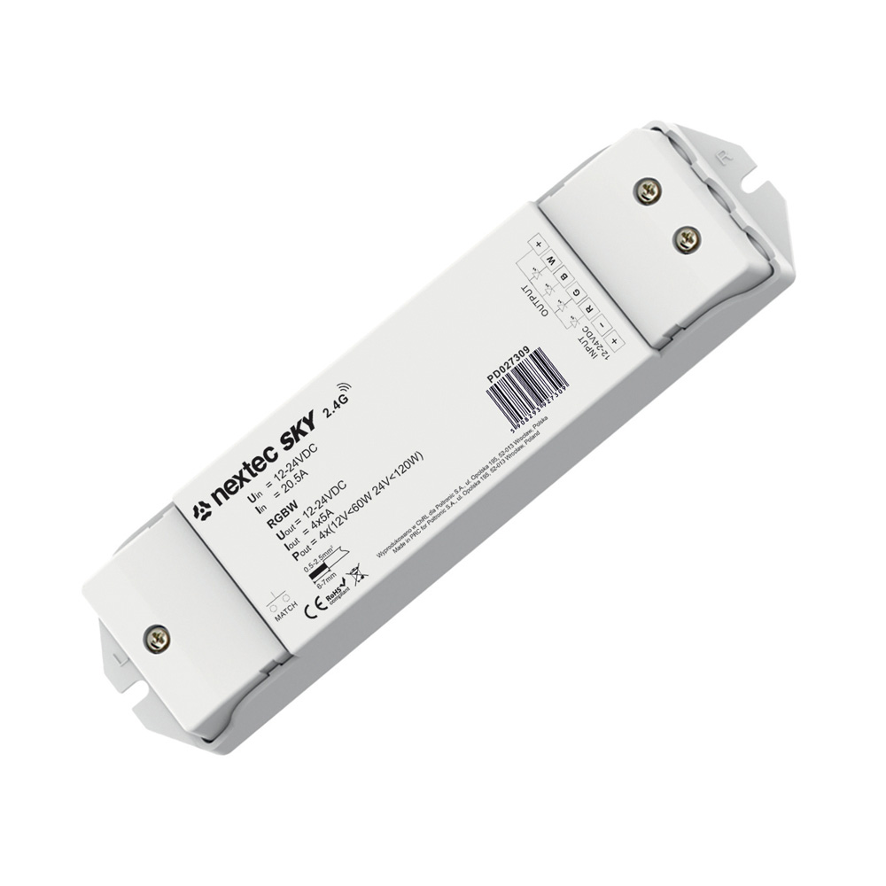 ODBIORNIK NEXTEC SKY RGBW 12-24V 4x5APD027309, POLTRONIC PD027309/POL 5908293927309 POLTRONIC S.A.