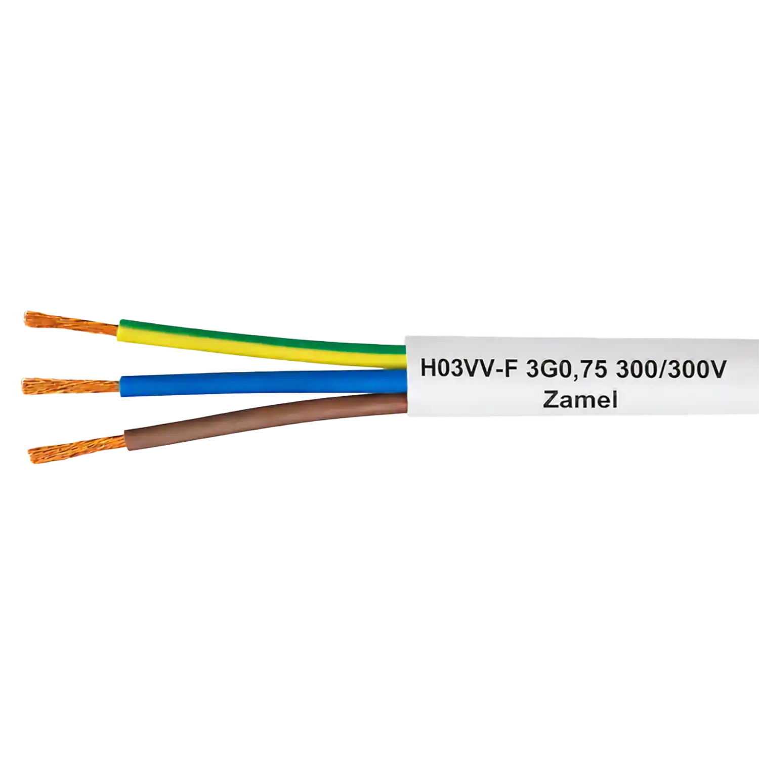 Przewód oponowy, mieszkaniowy 300/300 H03VV-F 3x0,75 BIAŁY OMY 3x0,75, KAB10000071, ZAMEL KAB10000071/ZAM 5901181025521 ZAMEL