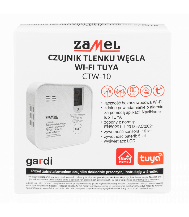 CZUJNIK TLENKU WEGLA WI-FI TUYA TYP: CTW-10 ctw-10, GAR10000082-WUN, ZAMEL GAR10000082-WUN/ZAM 5903669501503