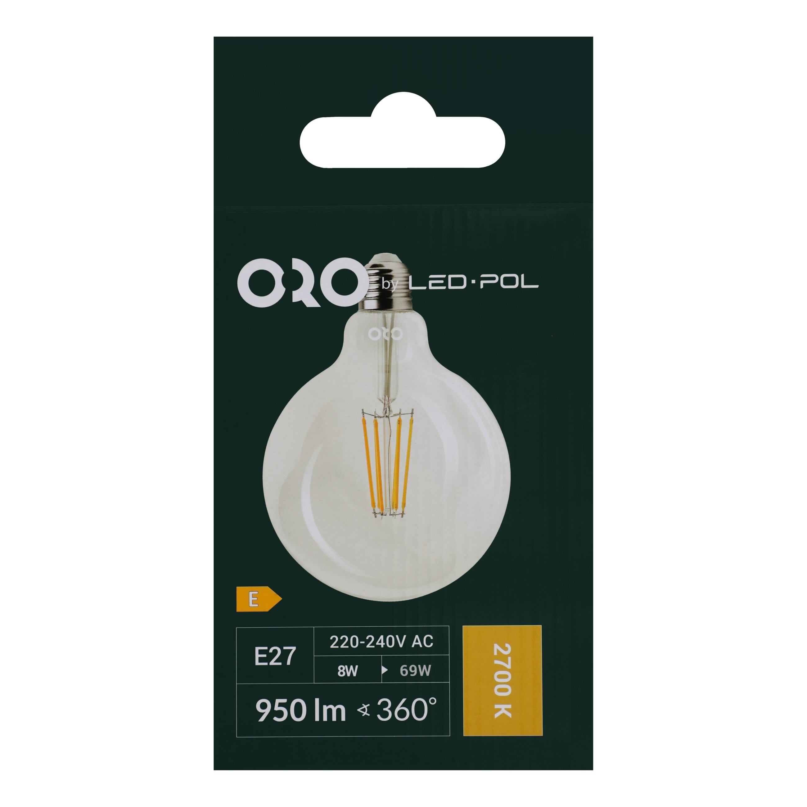 Żarówka LED dekoracyjna ORO CLARO E27 G125 11W, barwa ciepła, LED-POL 5905972140790/LED 5905972140790 LED-POL