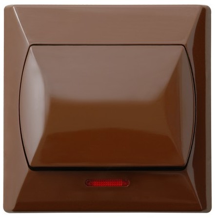 Łącznik zwierny "dzwonek" z podświetleniem pomarańczowym BRĄZOWY 10AX/250~, IP-20 zaciski gwintowe ŁP-6AS/24/OSP 5907577413798 OSPEL