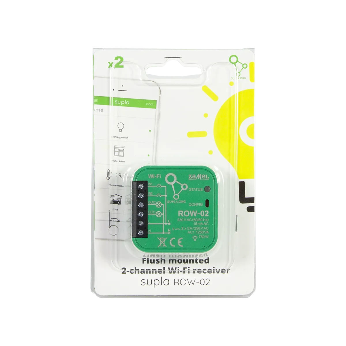 ODBIORNIK WI-FI DOPUSZKOWY 2-KANAŁOWY DWUKIERUNKOWY ROW-02, SPL10000003-WUN, ZAMEL SPL10000003-WUN/ZAM 5903669214571