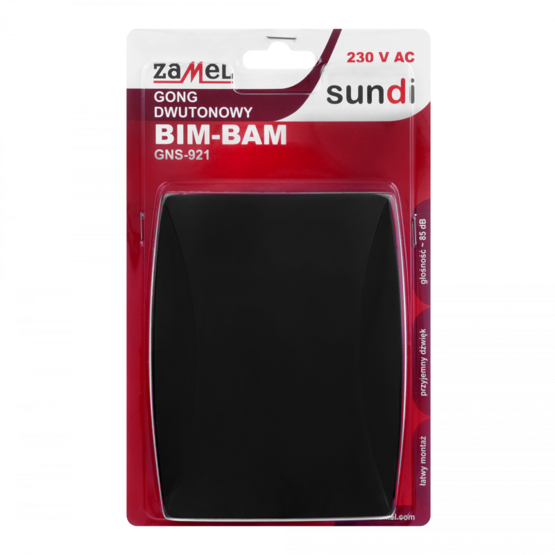 GONG DWUTONOWY BIM-BAM 230V BIAŁY TYP, SUN10000118-WUN, ZAMEL SUN10000118-WUN/ZAM
