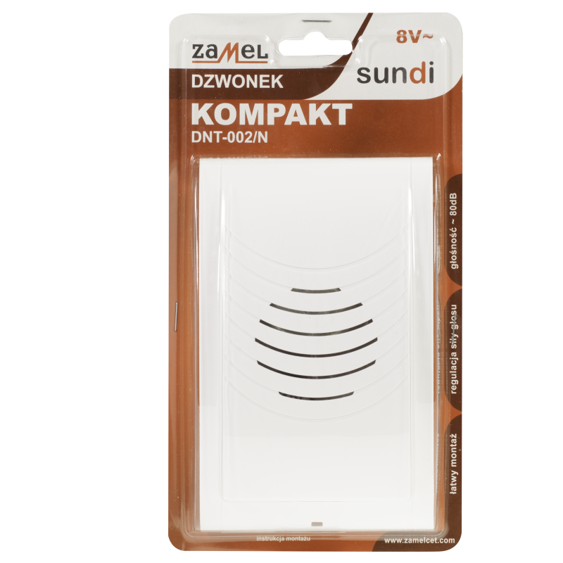 DZWONEK KOMPAKT 230V BIAŁY TYP: DNS-002/N-BIA, SUN10000039, ZAMEL SUN10000039/ZAM 5903669002727