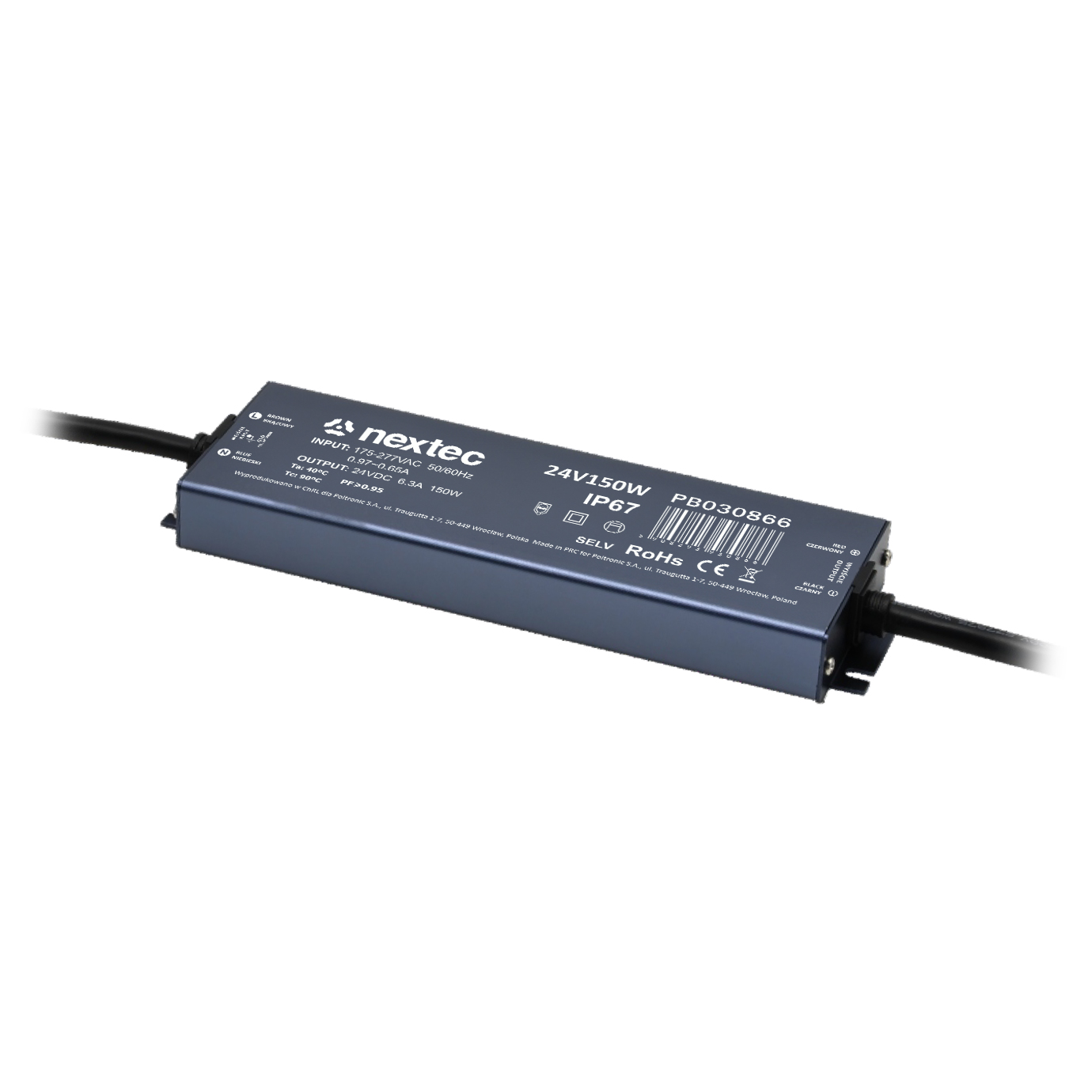 ZASILACZ WODOODPORNY SUPER SLIM PB030866 24V / IP67 / 6,3A / 150W, POLTRONIC PB030866/POL 5908293930866 POLTRONIC S.A.
