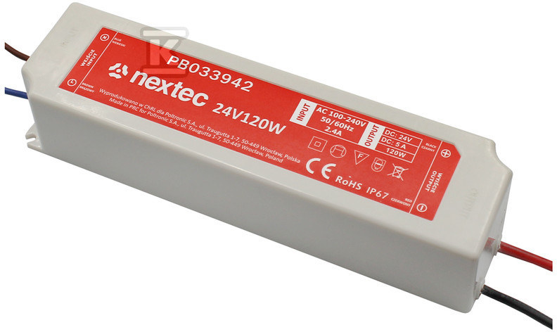 ZASILACZ LED WODOODPORNY ECONOMY PB033942 / IP67 / 24V / 5A / 120W, POLTRONIC PB033942/POL 5908293933942 POLTRONIC S.A.