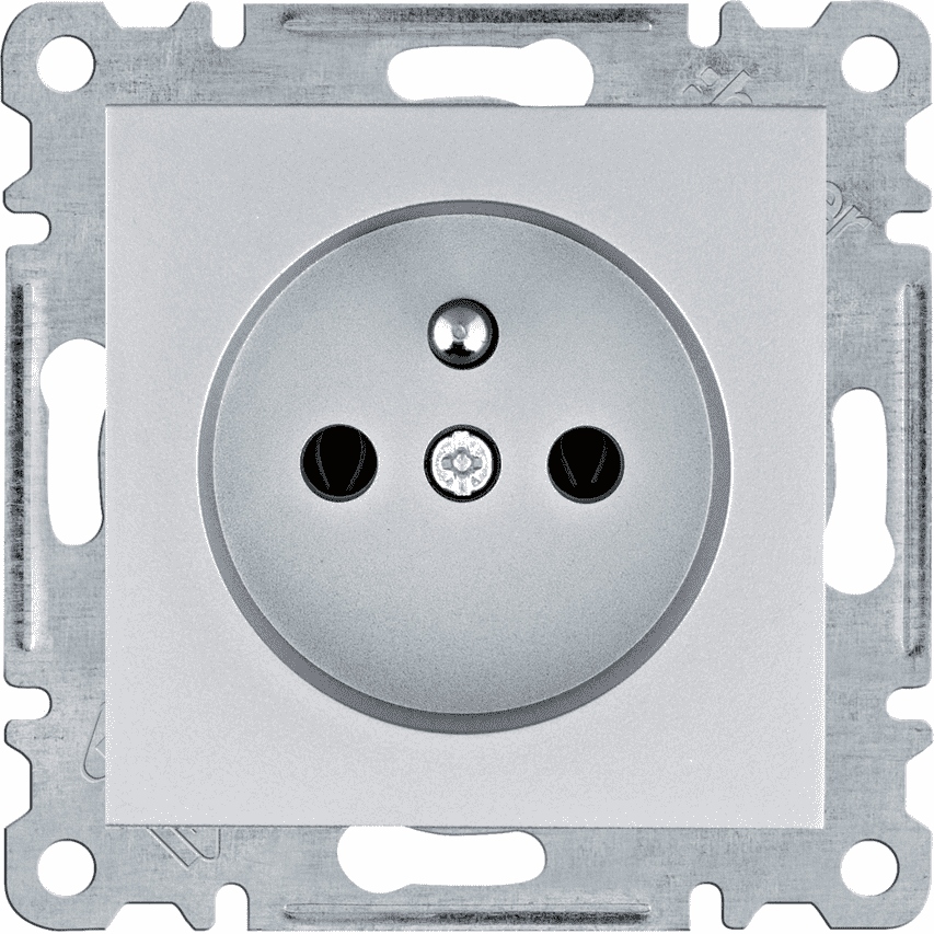 Gniazdo zasilające z uziemieniem Lumina WL1022, 16A/250VAC, srebrny HAGER WL1022/HAG 8694407003355 Hager Polo sp. z .o.