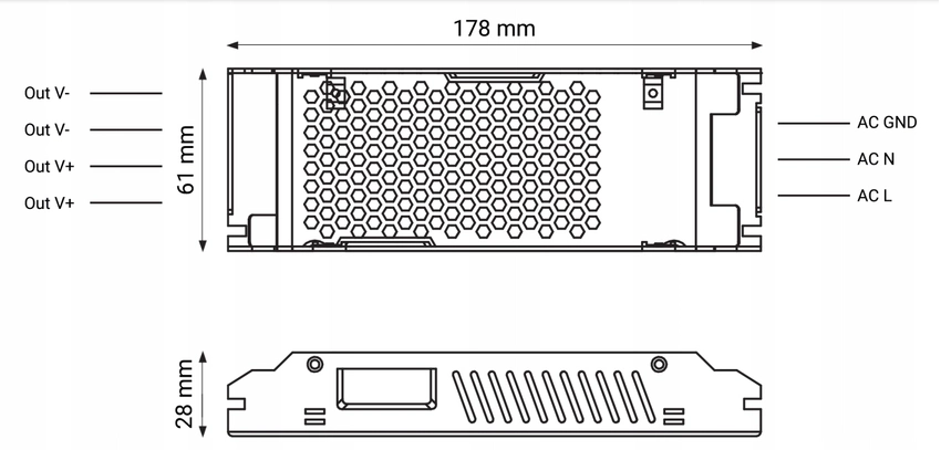 ZASILACZ LED MODUŁOWY LONG PB021475 PS-MODL-150W 12V  IP20 12,5A  PB021475/POL 5908293921475