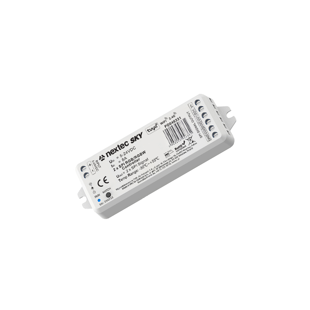 KONTROLER NEXTEC SKY RGB DIGITAL + RGB W DIGITAL PD046331, 5-24V 8A 1000px 2xSPI WIFI TUYA PD046331/POL 5908293946331 NEXTEC