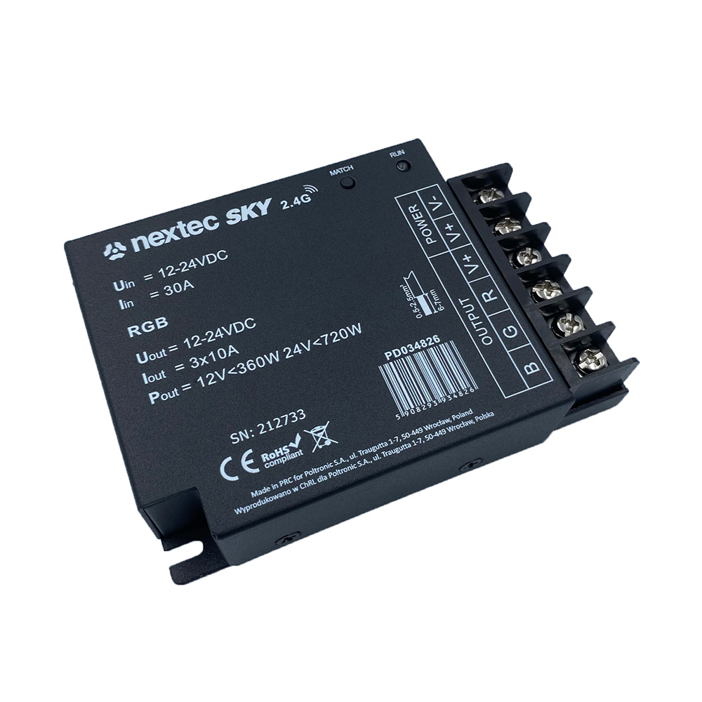ODBIORNIK NEXTEC SKY RGB / 12-24V / 3x10PD034826 PD034826/POL 5908293934826 POLTRONIC S.A.
