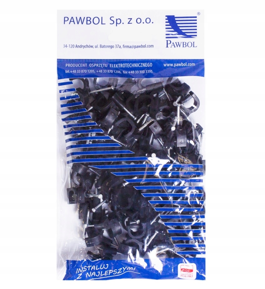 Uchwyt kablowy D fi 10mm czarny, 100FLOP 10, PAWBOL H.7008C/PAW 5908793088500 PAWBOL SPÓŁKA AKCYJN