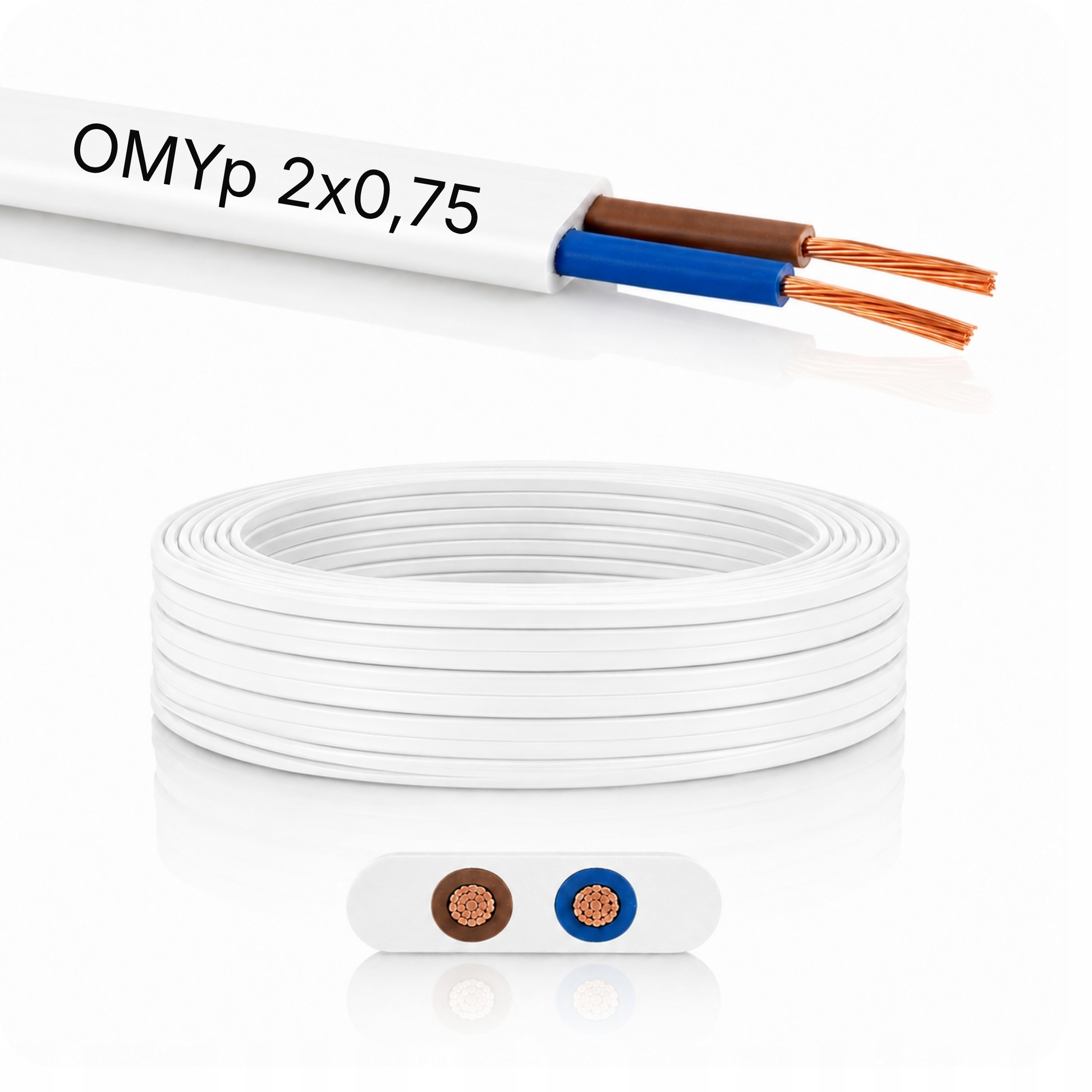 Przewód płaski linka OMYp 2x0,75 biały (H03VVH2-F) ELEKTROKABEL - 100 m 5907702810737/EKB 5907702810737 ELEKTROKABEL