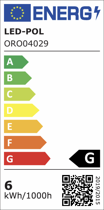 Żarówka LED E27 G125 FL AMBER, 6W,barwa ciepła, Filament, 550 lm, 2200K, klasa energetyczna  F, LED-POL 5902533190614/LED 5902533190614