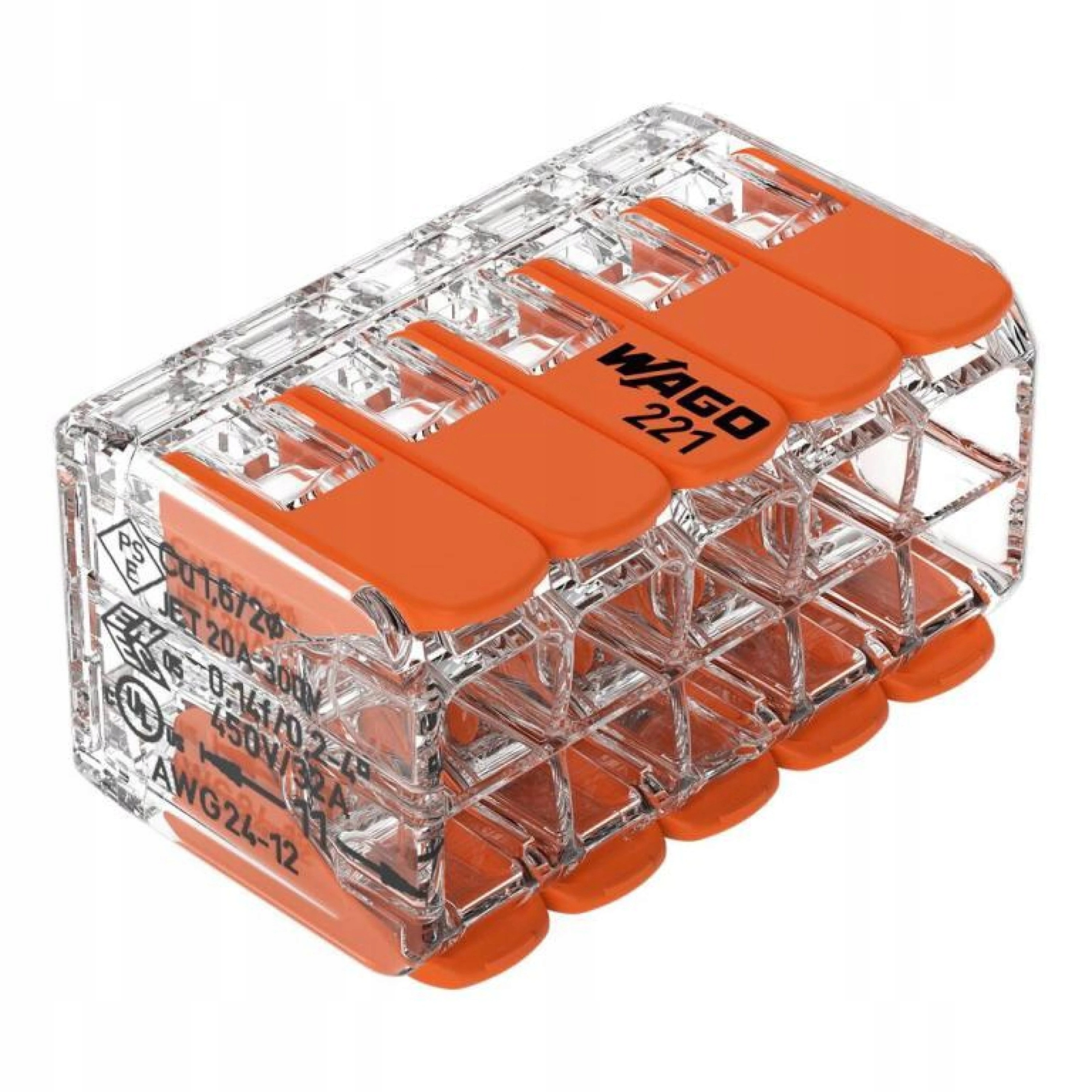 Złączka WAGO COMPACT 10x4 do wszystkich rodzajów przewódów, transparentna 221-420 221-420/WAG 4066966611663 WAGO