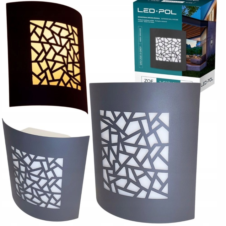 Oprawa ogrodowa LED ścienna 1xE27 230x95x260 max 12W LED IP44 ORO-ZOE-3-GREY ciemnoszary 5902533196791/LED 5902533196791
