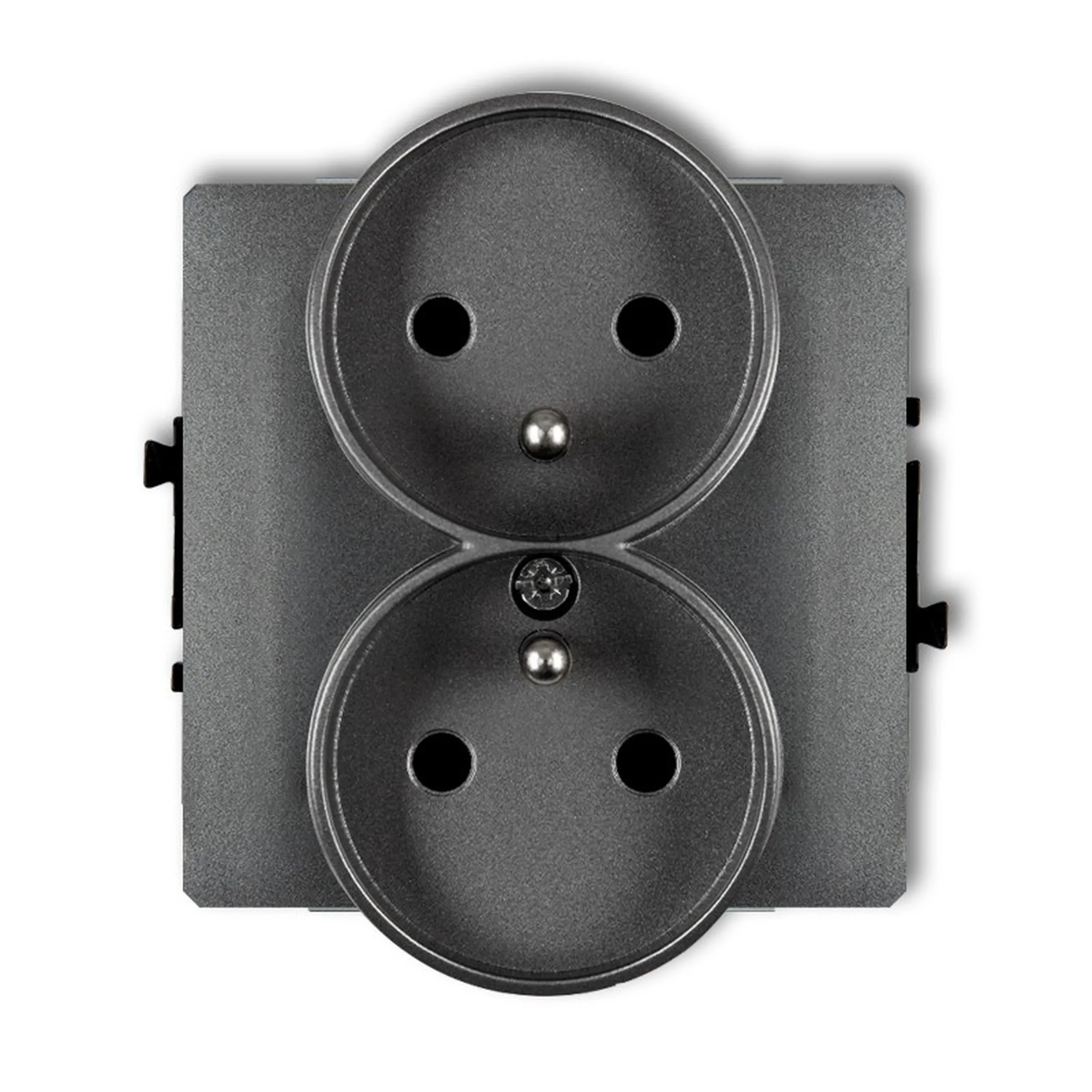 DECO Mechanizm gniazda podwojnego do ramki DECO Soft, z uziemieniem  2x(2P+Z) (przesłony torów prądowych) grafitowy podtynkowy 11DGPRSO-2zp/KRL 5903268582316 KARLIK ELEKTROTECHN