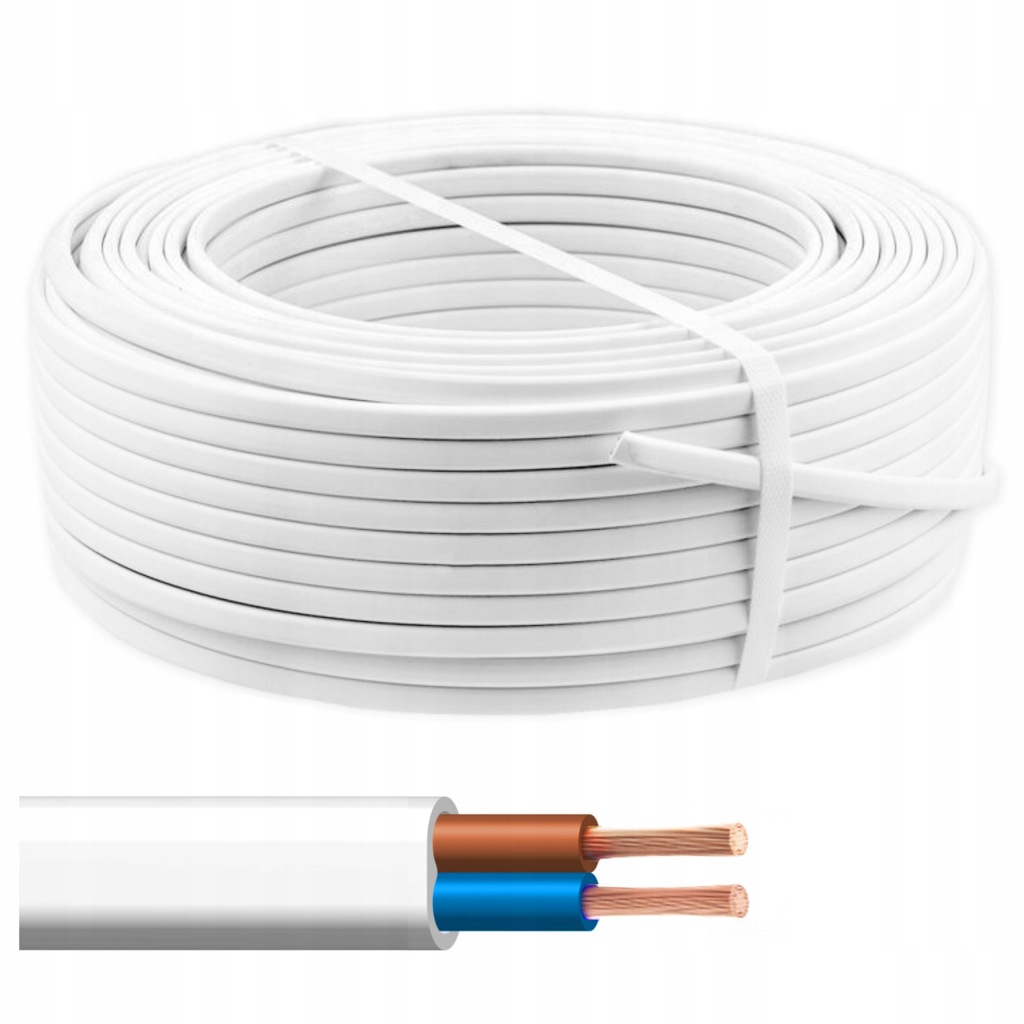 Przewód płaski linka OMYp 2x0,50 biały (H03VVH2-F) ELEKTROKABEL - 100 m 5907702810720/EKB 5907702810720 ELEKTROKABEL