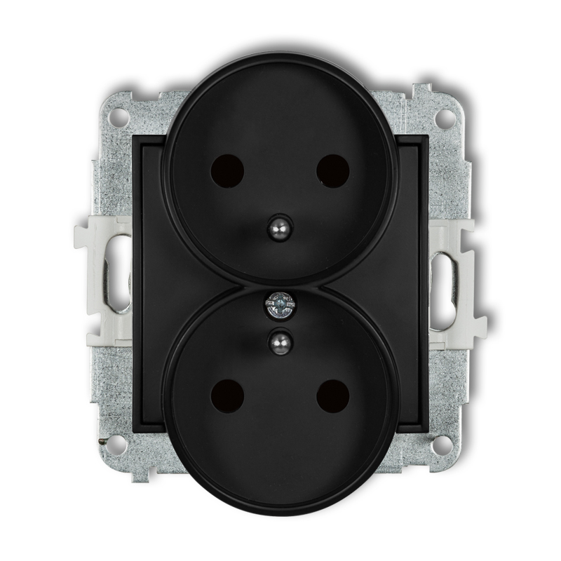 ICON Mechanizm gniazda podwójnego do ramki z uziemieniem 2x(2P+Z) (przesłony torów prądowych) czarny mat podtynkowy 12IGPR-2zp/KRL 5903672020565 KARLIK ELEKTROTECHN