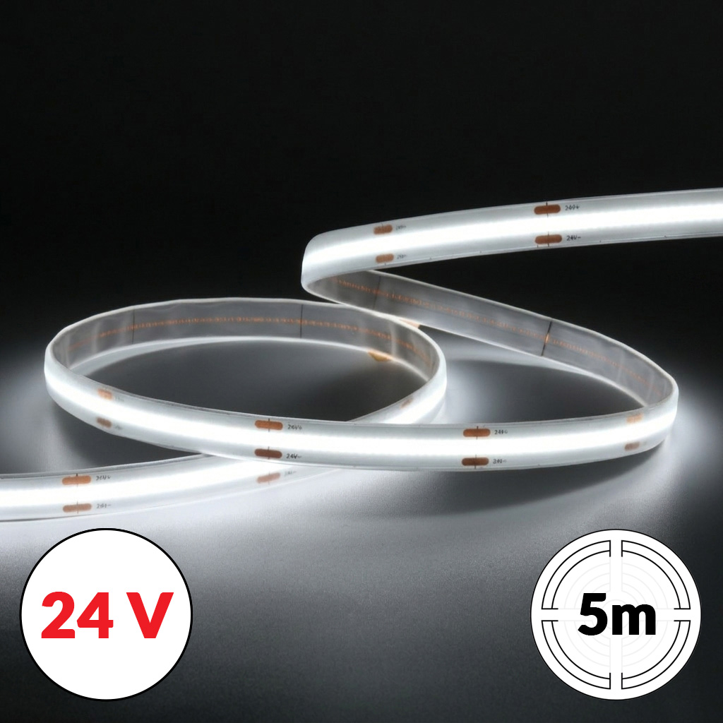 TAŚMA LED NEXTEC / 24V / COB / 5W / 320 LED / IP65 / 6000K / 115lm/W / RA>90 / 5m / 9mm POLTRONIC PA049110/POL 5908293949110 POLTRONIC S.A.