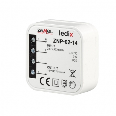 ZASILACZ LED DOPUSZKOWY 14V DC 2W TYP: ZNP-02-14, LDX10000027, ZAMEL LDX10000027/ZAM 5903669041016 ZAMEL
